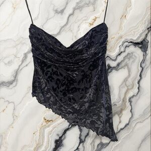 Urban Outfitters Black Floral Asymmetrical Top